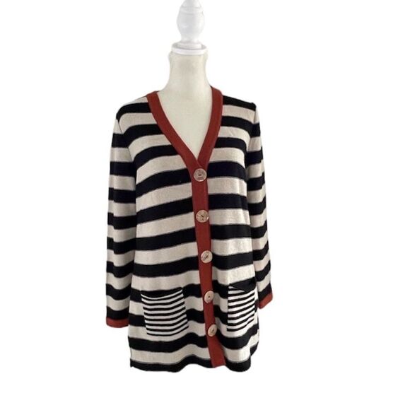 Sportsworks Studio striped Fall cardigan sweater size medium - Picture 1 of 9